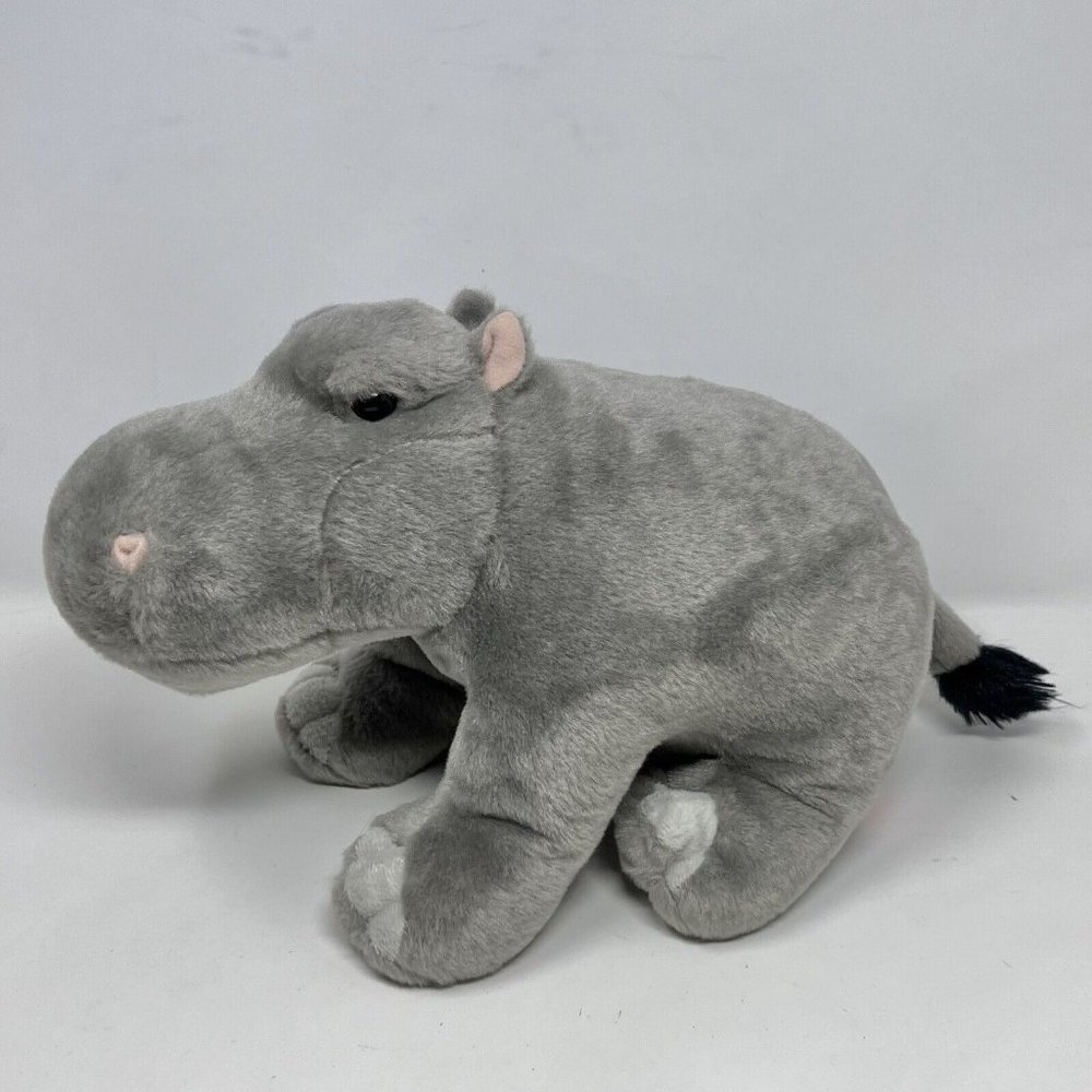 Wild Republic Gray Hippo Hippopotamus Plush 12" Stuffed Animal Soft Clean